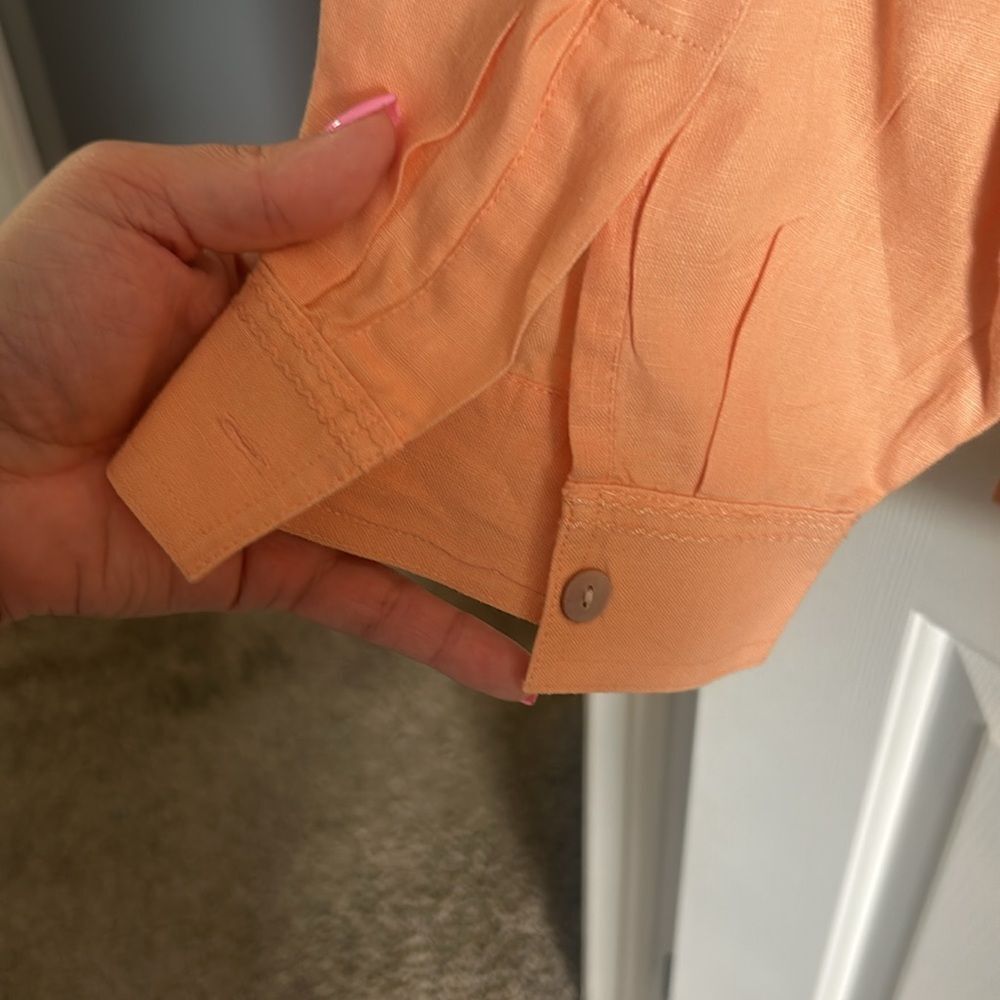 Sigrid Olsen 100% Linen Button Up Blouse Orange Size 3X - Picture 5 of 6